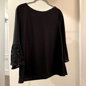 Banana Republic Small Black Bell Lace Sleeve Top